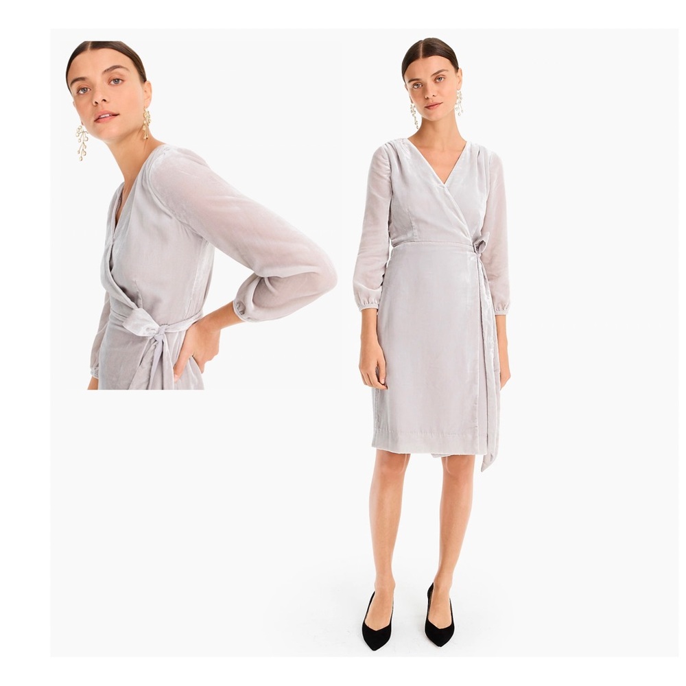 J. Crew • Silver Velvet Dress • Size 2 - Picture 1 of 6